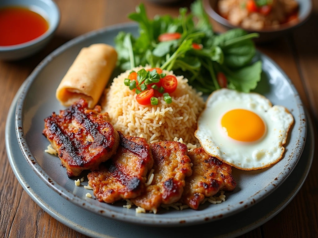 Com tam plate with grilled pork chop